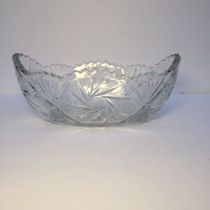 Vintage Crystal Cut Glass Boat Bowl